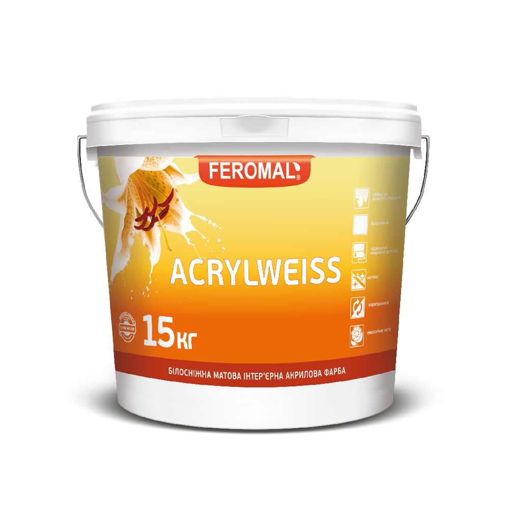 Білосніжна інтер'єрна фарба Feromal ACRYLWEISS