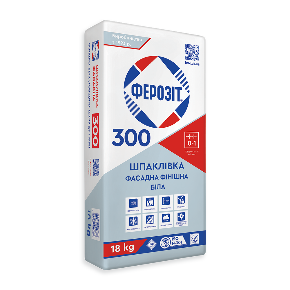 Шпаклівка фасадна фінішна біла Ферозіт 300